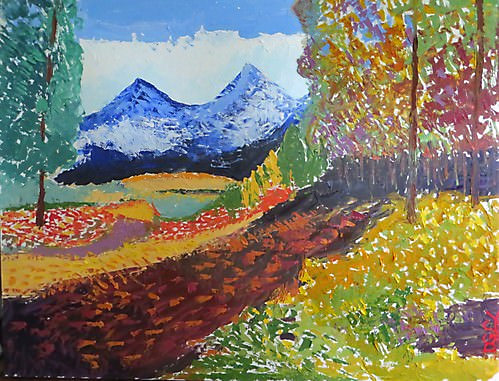 Peaceful Trail to the Mountains - Impressionist