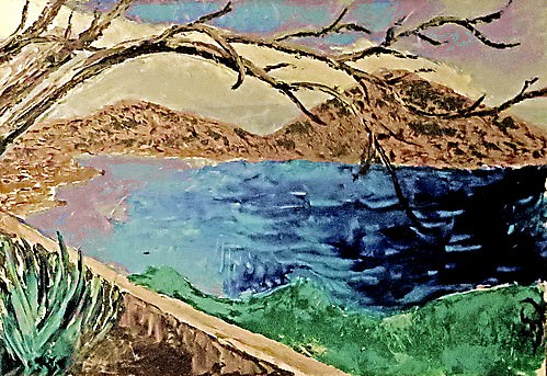 Tree over the Blue Bay - Impressionist