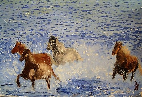 Galloping from the Sea - Impressionist