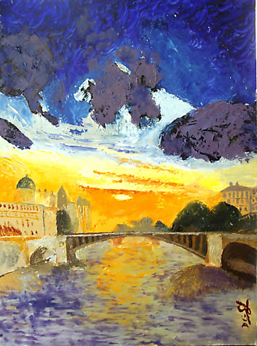 Coucher de Soleil sur la Seine - Impressionist