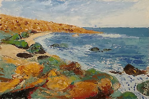 Tiny lonely sandy beach - Impressionist
